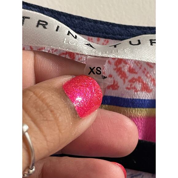 Trina Turk Multi Print Floria 100% Silk Blouse Top  XS EUC - Picture 7 of 8